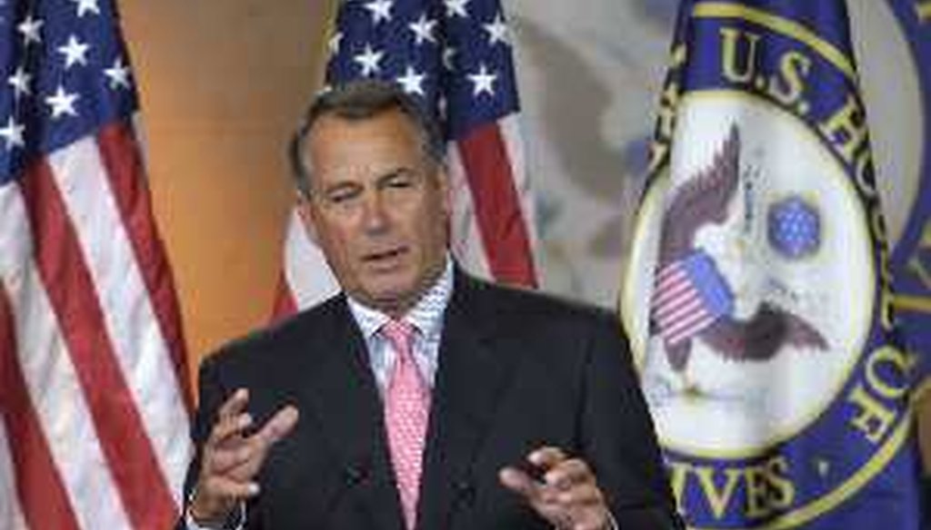 House Speaker John Boehner of Ohio gestures during a news conference Dec. 1, 2011, on Capitol Hill in Washington.