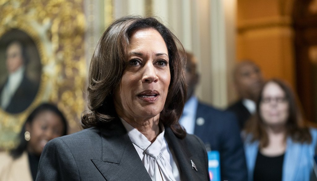 Vice President Kamala Harris speaks to the press Oct. 3, 2023, at the Capitol. (AP)