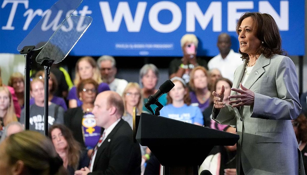 Vice President Kamala Harris speaks about the implementation of Florida's abortion ban May 1, 2024, in Jacksonville, Fla. (AP)