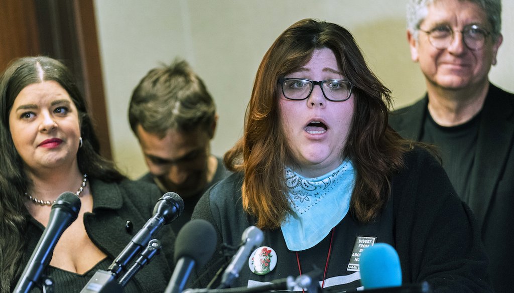 Anti-abortion activist Lauren Handy speaks during a news conference in Washington, April 5, 2022. (AP)