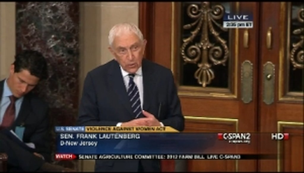 U.S. Sen. Frank Lautenberg speaks on the Senate floor on April 26.