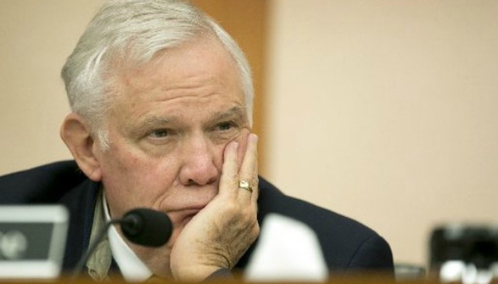 Tom Luce of Dallas, shown here at a 2014 state hearing, later made a claim about the paucity of Texas high school graduates getting more education. PolitiFact Texas found Luce's claim Mostly False (Jay Janner, Austin American-Statesman).