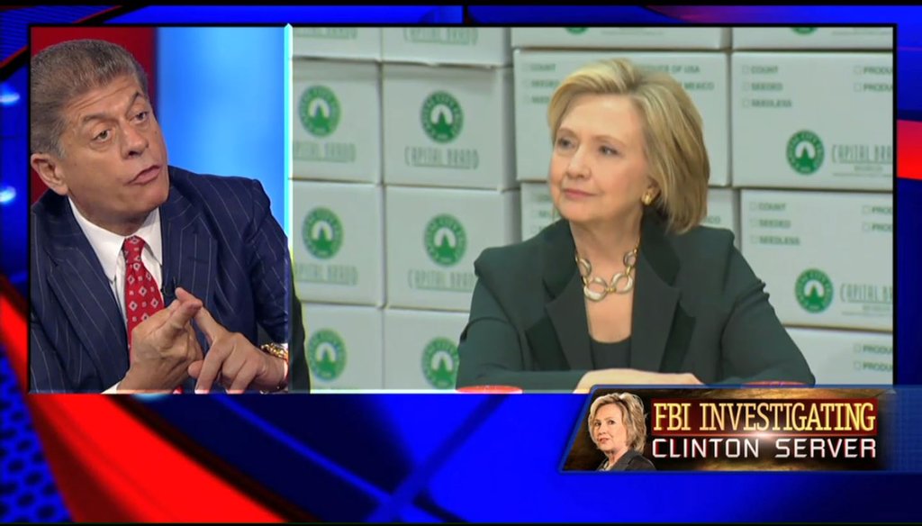 Fox News legal analyst Andrew Napolitano said Hillary Clinton sent classified information over her private email server, in an appearance on Fox News' "Hannity" Aug. 5, 2015. (Screenshot)