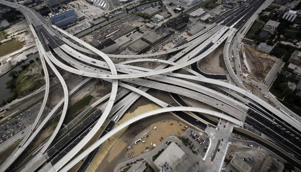 The new Marquette Interchange is shown in this aerial photograph taken Thursday, Aug, 14, 2008.