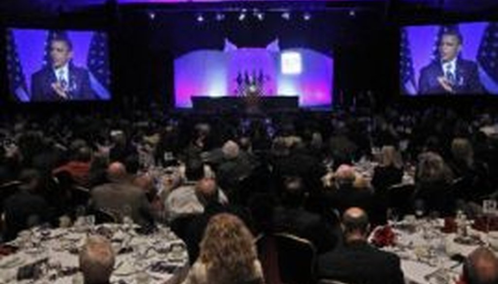 President Barack Obama addresses newspaper executives