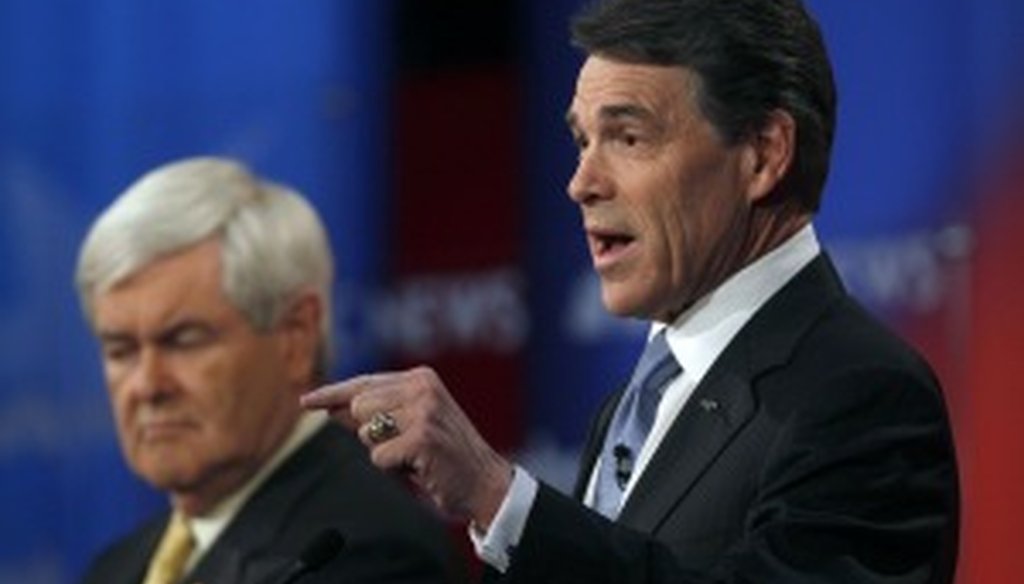 Texas Gov. Rick Perry was on stage twice over the weekend with the other Republican presidential candidates.