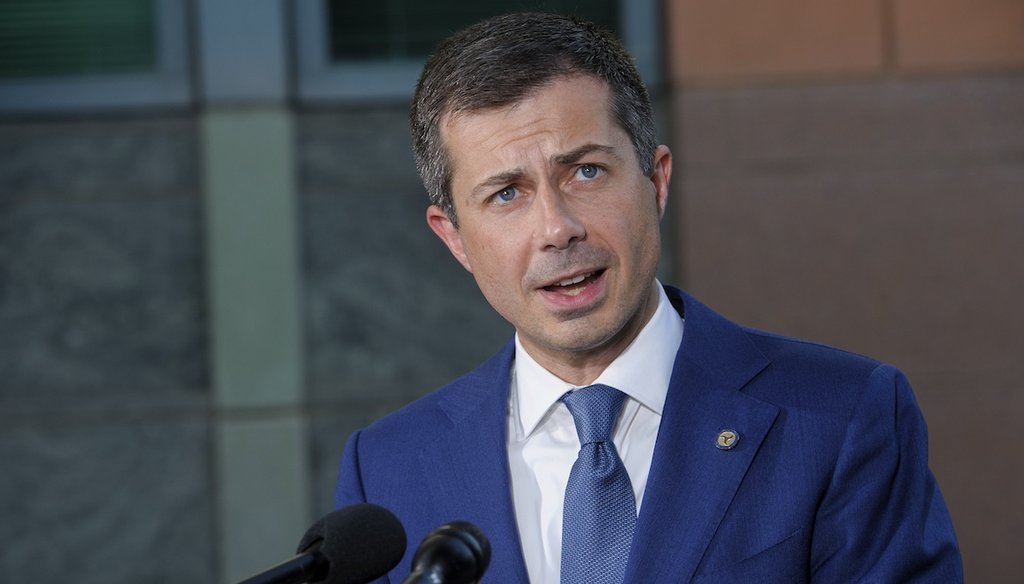 Transportation Secretary Pete Buttigieg speaks July 23, 2024, in Washington. (AP)