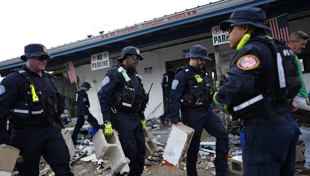 Florida Task Force 1 urban search and rescue team members assist in Hurricane Idalia recovery on Aug. 31, 2023, in Horseshoe Beach, Fla. (AP)