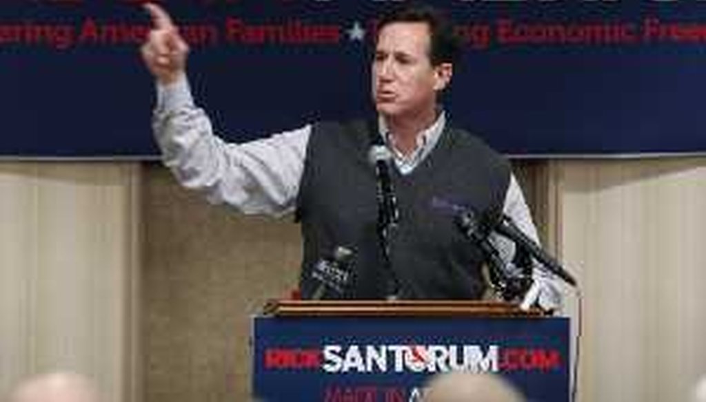 Republican presidential candidate, former Pennsylvania Sen. Rick Santorum, speaks at a rally, Feb. 20, 2012, in Muskegon, Mich.