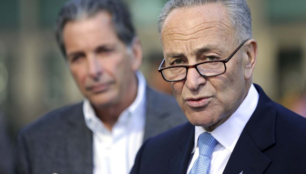  Sen. Charles Schumer, D-N.Y., speaks to reporters in New York, Oct, 26, 2014 (James Estrin/The New York Times)