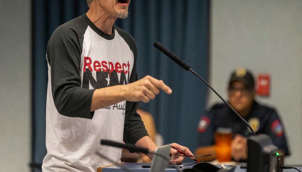 Ken Zarifis speaks during public comment time of the Austin Independent School District board of trustees meeting, Monday, Sept. 24, 2018. (Stephen Spillman / for American-Statesman)