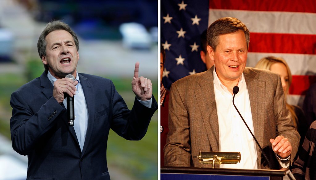 Democratic Gov. Steve Bullock (left) and Republican Sen. Steve Daines (right) are vying for Montana's Senate seat. (AP images)