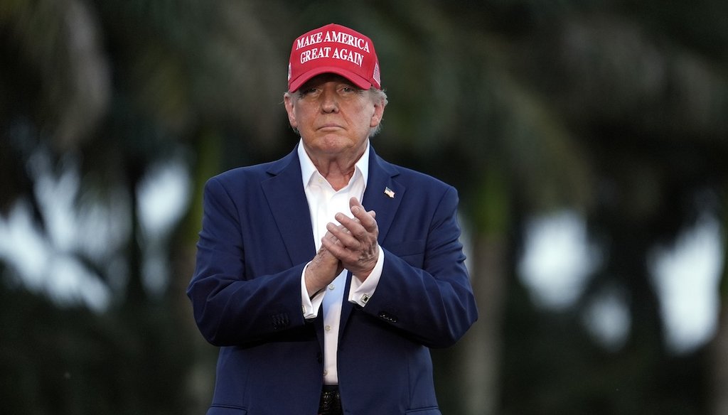 Former President Donald Trump arrives July 9, 2024, for a campaign rally in Doral, Fla. (AP)