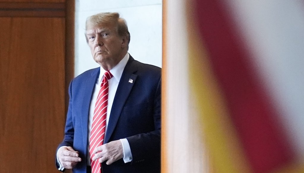 Former President Donald Trump arrives to speak to members of the International Brotherhood of Teamsters in Washington on Jan. 31, 2024. (AP)