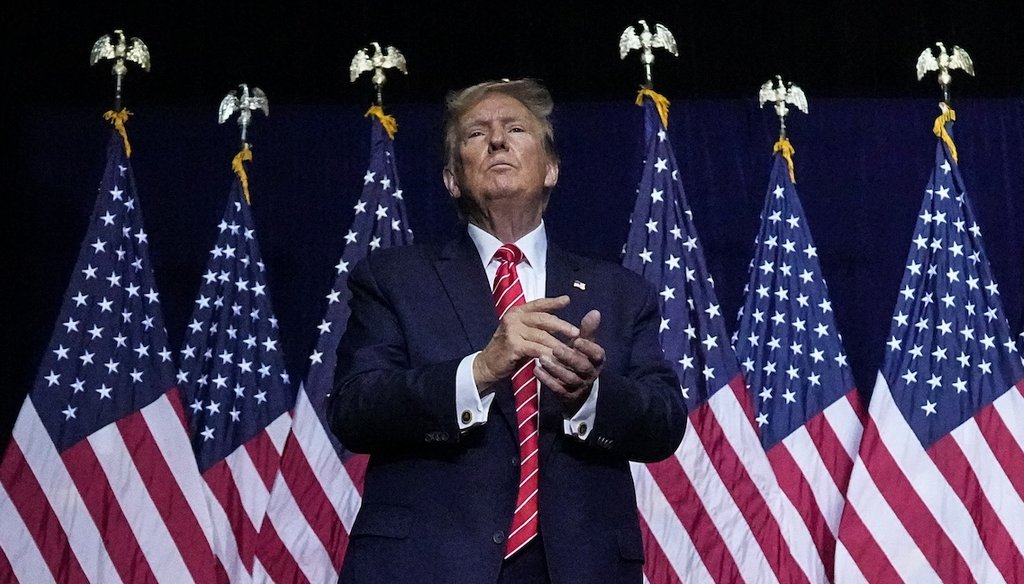 Former President and Republican presidential front-runner Donald Trump speaks March 9, 2024, in Rome, Ga. (AP)