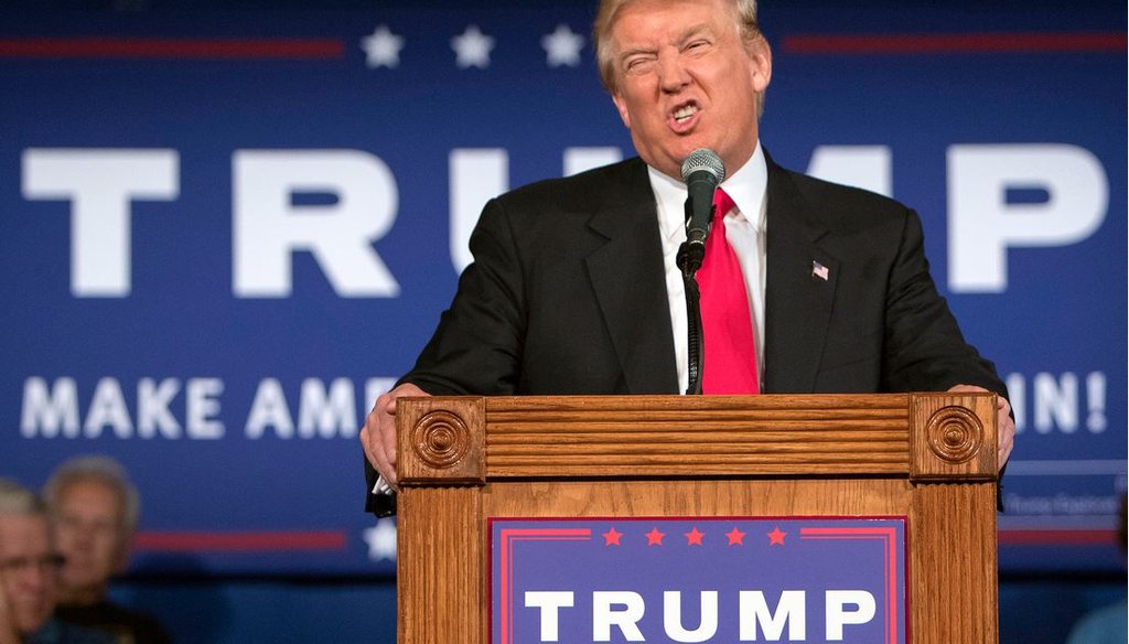 Republican presidential hopeful Donald Trump speaks at his South Carolina campaign kickoff rally in Bluffton, S.C., Tuesday, July 21, 2015. (AP Photo/Stephen B. Morton)