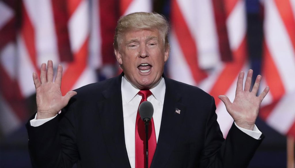 Republican Presidential Candidate Donald Trump, speaks during the final day of the Republican National Convention in Cleveland, Thursday, July 21, 2016. (AP)